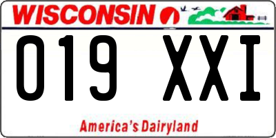 WI license plate 019XXI