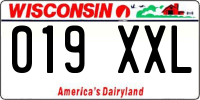 WI license plate 019XXL