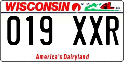 WI license plate 019XXR