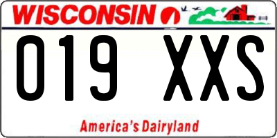 WI license plate 019XXS