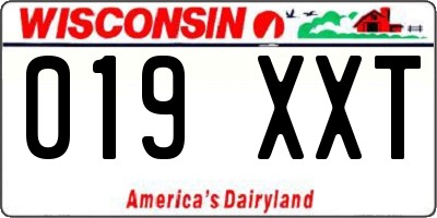 WI license plate 019XXT