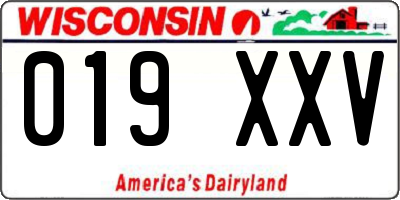 WI license plate 019XXV