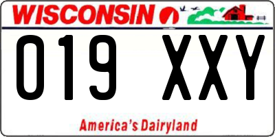 WI license plate 019XXY