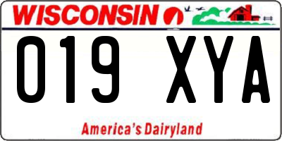 WI license plate 019XYA