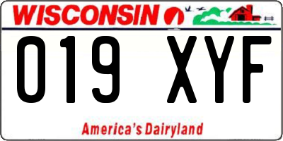 WI license plate 019XYF