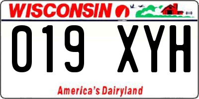 WI license plate 019XYH