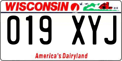 WI license plate 019XYJ