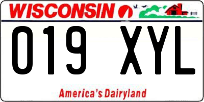 WI license plate 019XYL