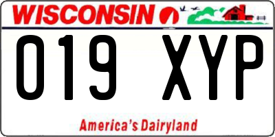 WI license plate 019XYP