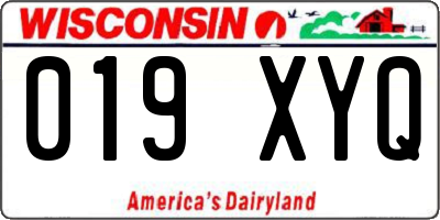 WI license plate 019XYQ