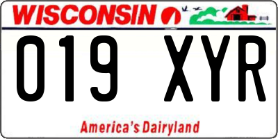 WI license plate 019XYR
