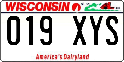 WI license plate 019XYS