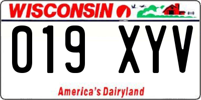 WI license plate 019XYV