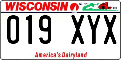 WI license plate 019XYX