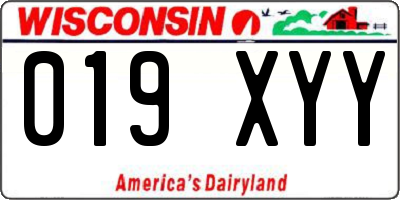 WI license plate 019XYY