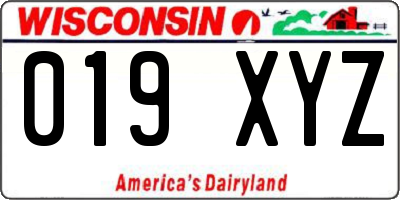 WI license plate 019XYZ