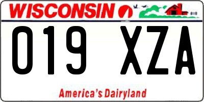 WI license plate 019XZA