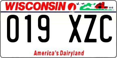 WI license plate 019XZC