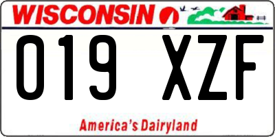 WI license plate 019XZF