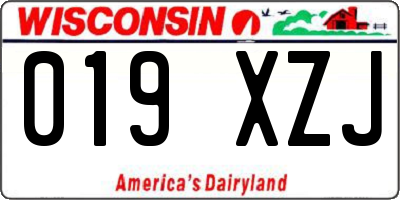 WI license plate 019XZJ