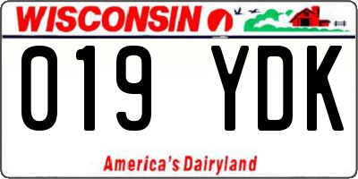 WI license plate 019YDK