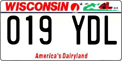 WI license plate 019YDL
