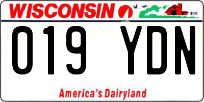 WI license plate 019YDN