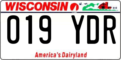 WI license plate 019YDR