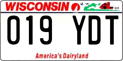 WI license plate 019YDT