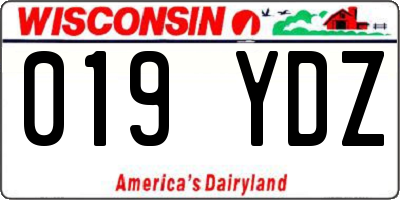 WI license plate 019YDZ