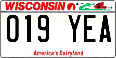 WI license plate 019YEA