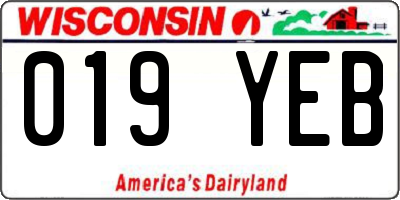 WI license plate 019YEB
