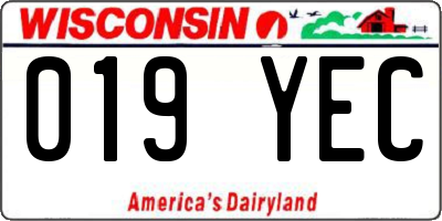 WI license plate 019YEC