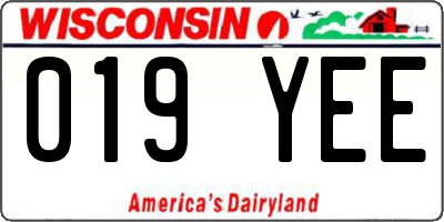 WI license plate 019YEE