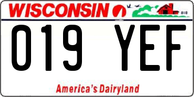 WI license plate 019YEF