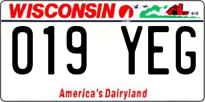 WI license plate 019YEG