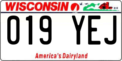 WI license plate 019YEJ