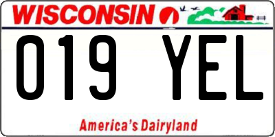 WI license plate 019YEL