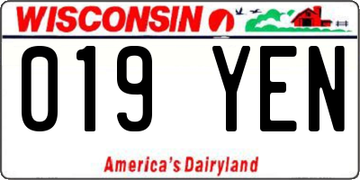 WI license plate 019YEN