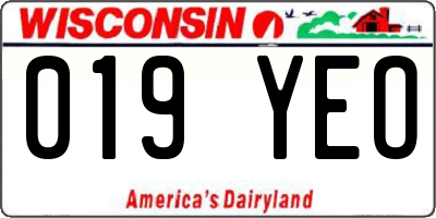 WI license plate 019YEO
