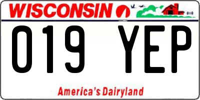 WI license plate 019YEP