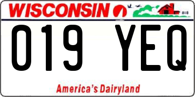 WI license plate 019YEQ
