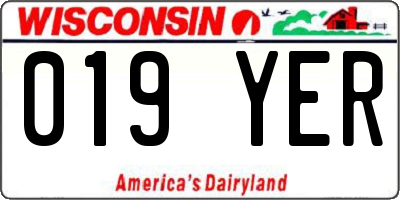 WI license plate 019YER