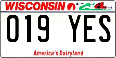 WI license plate 019YES