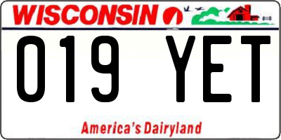 WI license plate 019YET
