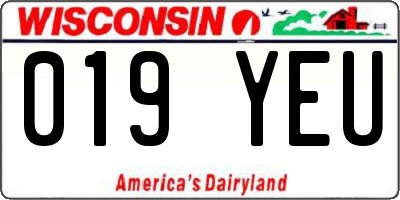 WI license plate 019YEU