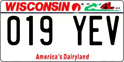 WI license plate 019YEV
