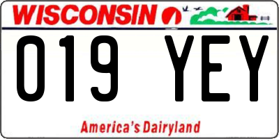 WI license plate 019YEY