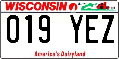 WI license plate 019YEZ