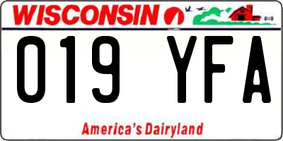 WI license plate 019YFA